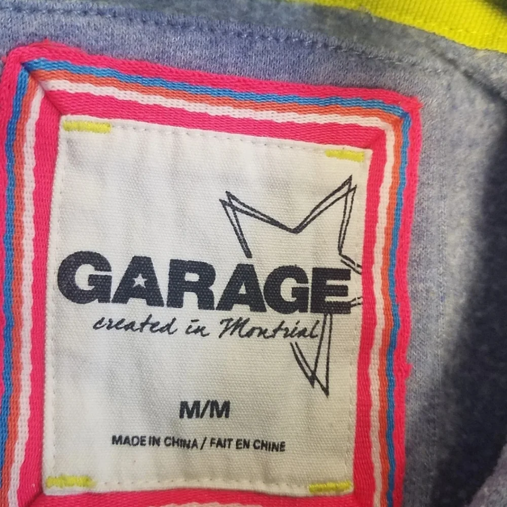 Garage Canada Women's Drawstring Spellout Hoodie Medium Blue Green - Picture 7 of 10